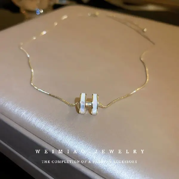 Real gold electroplated zircon letter H necklace,tkmbeautysupply.com