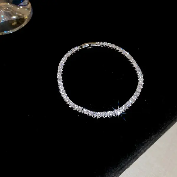 27# Silver-Zircon Buckle Bracelet,tkmbeautysupply.com