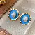 Wholesale Vintage Blue Flower Earrings | Trendy Retro Supply - 57#银针珍珠褶皱耳钉-金色-蓝色.