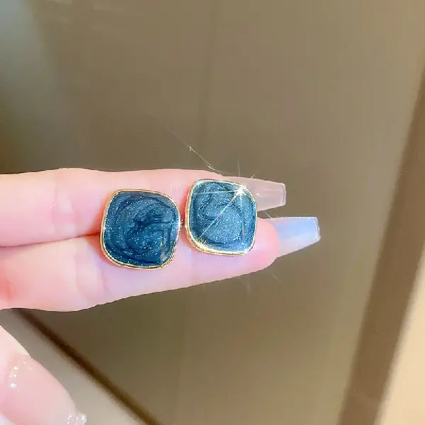 1# Silver Needle - Oil Drop Earrings - Haze Blue,tkmbeautysupply.com