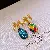 Wholesale Vintage Blue Flower Earrings | Trendy Retro Supply - 10# Silver Needle Pineapple Diamond Stud Earrings-Gold-Blue-Color