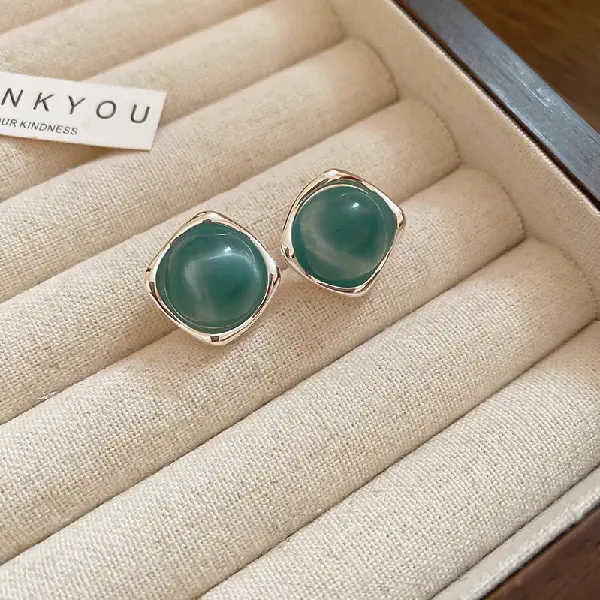 13# Silver Needle Resin Stud Earrings-Blue,tkmbeautysupply.com