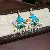 Wholesale Vintage Blue Flower Earrings | Trendy Retro Supply - 22# Silver Needle Flower Tassel Stud Earrings-Gold-Blue