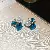 Wholesale Vintage Blue Flower Earrings | Trendy Retro Supply - 29# Silver Needle Diamond Pearl Stud Earrings-Blue