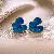 Wholesale Vintage Blue Flower Earrings | Trendy Retro Supply - 51# Silver Needle Flower Stud Earrings-Gold-Blue