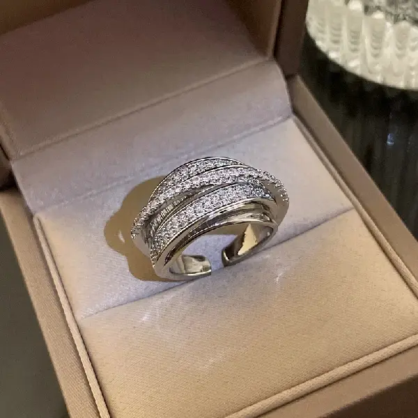 20 open ring - silver multi-layered.,tkmbeautysupply.com