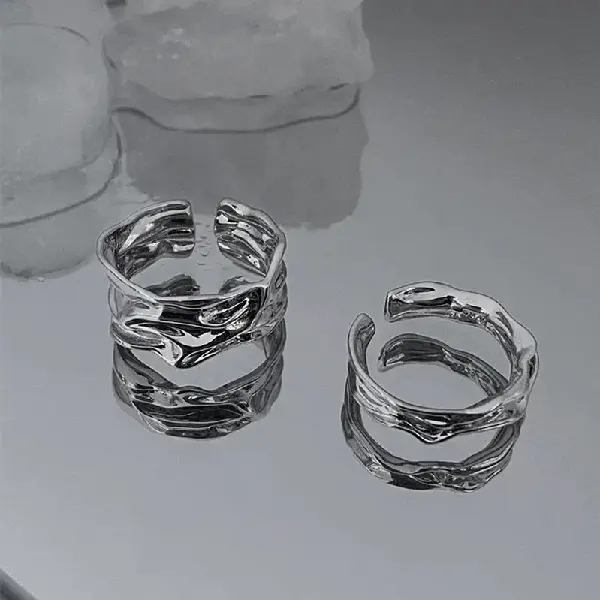 2# silver geometric ring (set of 2.),tkmbeautysupply.com