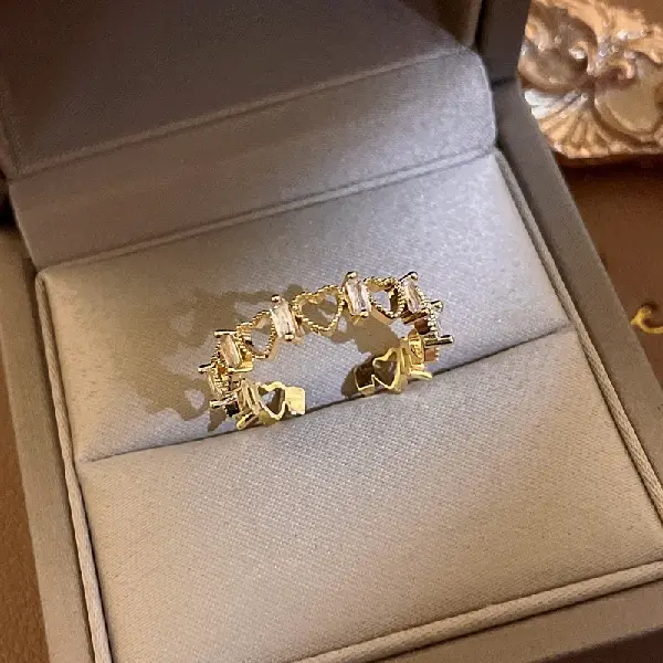 4 open rings-golden love. (real gold plating),tkmbeautysupply.com