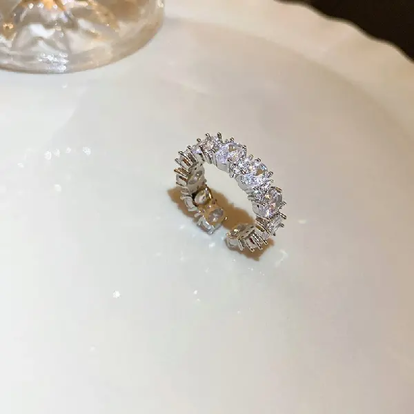 Ring - silver zircon stitching.,tkmbeautysupply.com