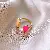 Wholesale Real Gold Electroplated Love Open Ring for Retailers - Pink Rose Red-Geometric Oil Drop Open Ring