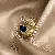 Wholesale Real Gold Electroplated Love Open Ring for Retailers - Green-Geometric drip oil square open ring