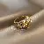 Wholesale Real Gold Electroplated Love Open Ring for Retailers - Micropaved - Gold - Diamond Zirconia Zipper Open Ring