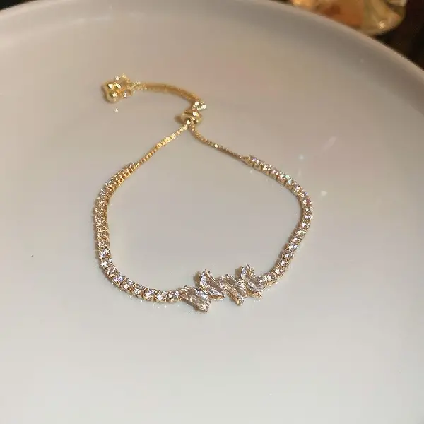 Gold Zircon Butterfly Pull-Out Bracelet,tkmbeautysupply.com