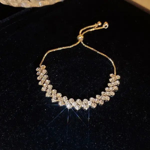 Diamond-set gold-tone geometric pull-out bracelet,tkmbeautysupply.com