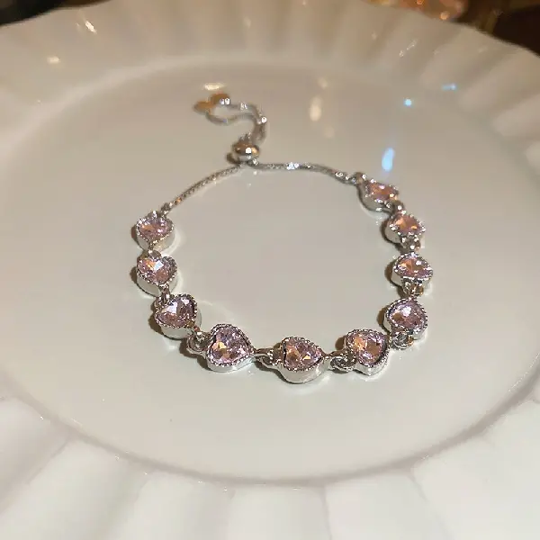Pink diamond love pull-out bracelet,tkmbeautysupply.com