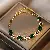 Wholesale Zircon Square Adjustable Bracelet for Women Retailers - Emerald diamond flower bracelet (real gold plating)