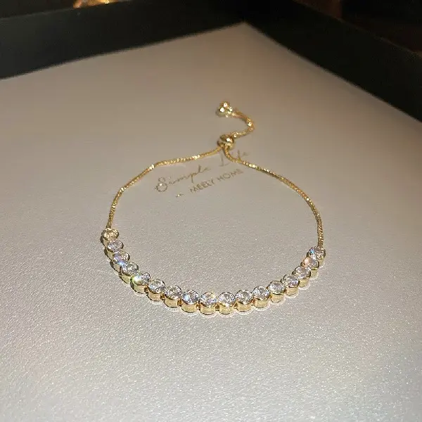 Real gold electroplated zircon circle patchwork bracelet,tkmbeautysupply.com