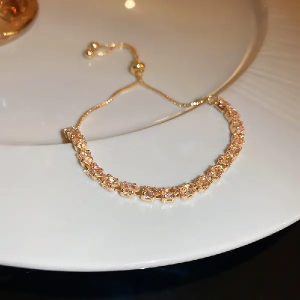 Champagne color - water drop zircon bracelet,tkmbeautysupply.com