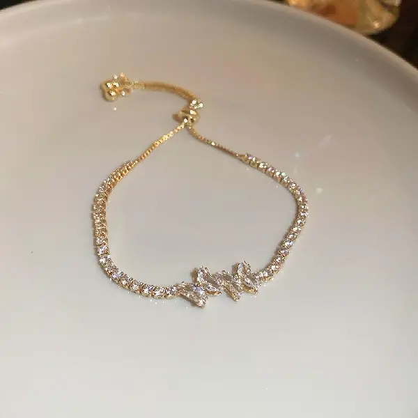Gold Zircon Butterfly Bracelet,tkmbeautysupply.com