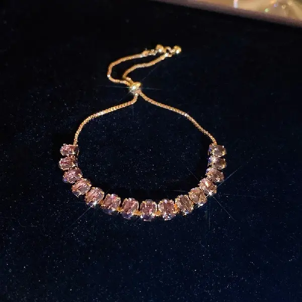 Purple-Zircon Oval Pull-Out Bracelet,tkmbeautysupply.com