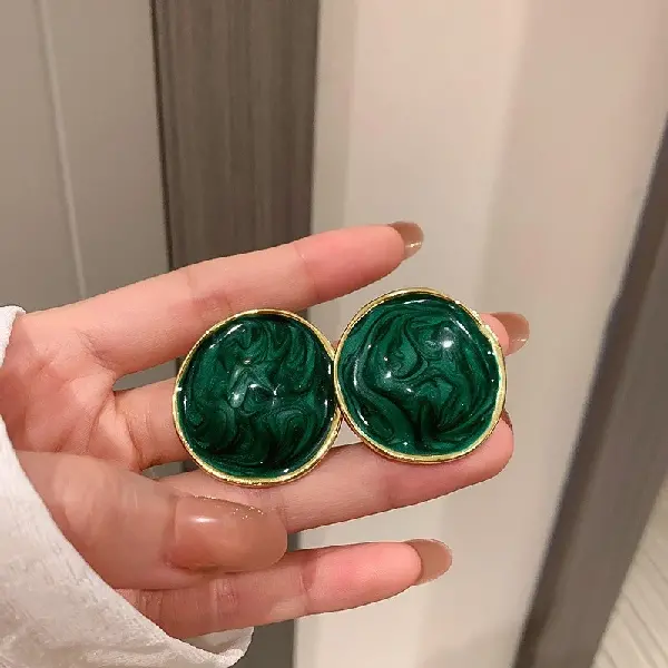 15# silver needle-green round colored glaze.,tkmbeautysupply.com