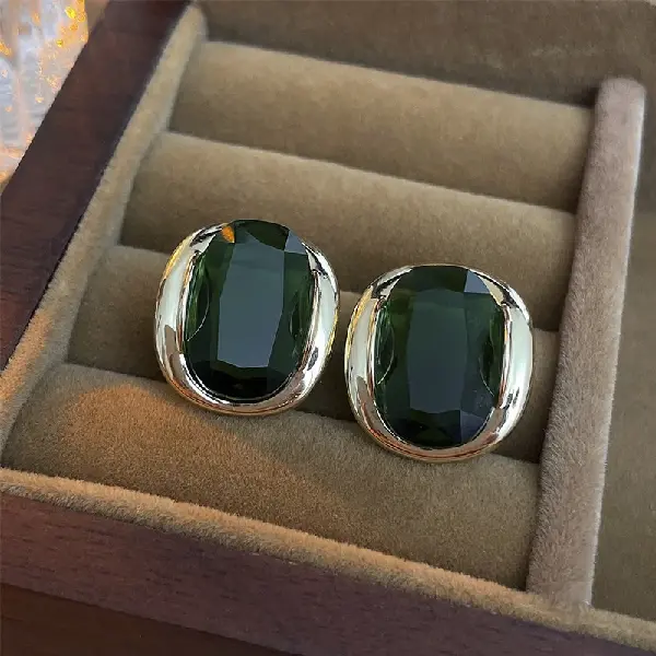 .31# silver needle-emerald zircon oval (real gold plating),tkmbeautysupply.com