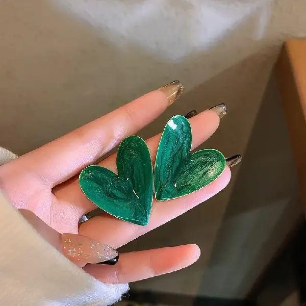 Silver Needle Oil Drop Love Stud Earrings,tkmbeautysupply.com