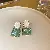 Green Earrings Wholesale | High-Quality Silver Needles Supply - Silver Needle Sparkling Irregular Square Stud Earrings
