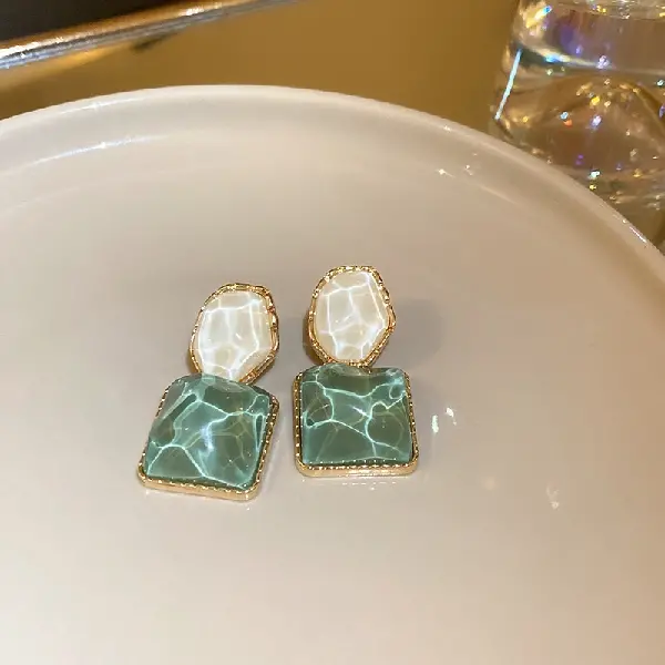 Silver Needle Sparkling Irregular Square Stud Earrings,tkmbeautysupply.com