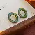 Green Earrings Wholesale | High-Quality Silver Needles Supply - Green-Silver Needle Resin Round Hollow Stud Earrings