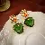 Green Earrings Wholesale | High-Quality Silver Needles Supply - Green-Silver Needle Love Medieval Square Glass Stud Earrings