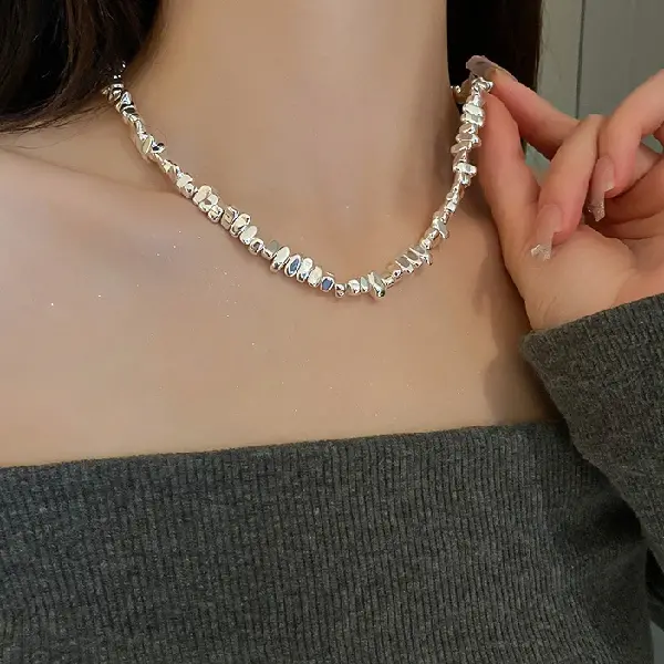 Necklace silver - no pearls.,tkmbeautysupply.com
