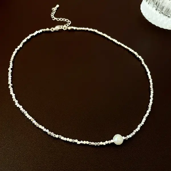 Baroque Freshwater Pearl Broken Silver Necklace,tkmbeautysupply.com