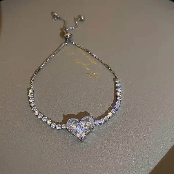Silver-Zircon Love Bracelet.,tkmbeautysupply.com