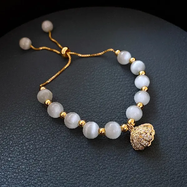 Real gold electroplated opal shell bracelet,tkmbeautysupply.com