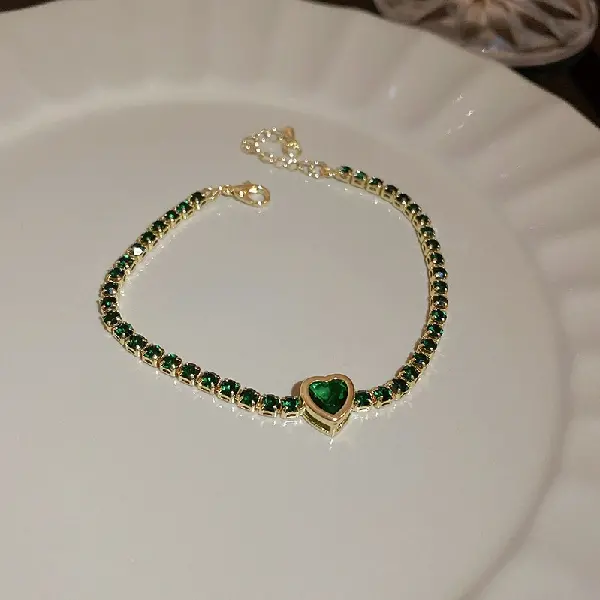 6# Bracelet-Emerald Heart.,tkmbeautysupply.com