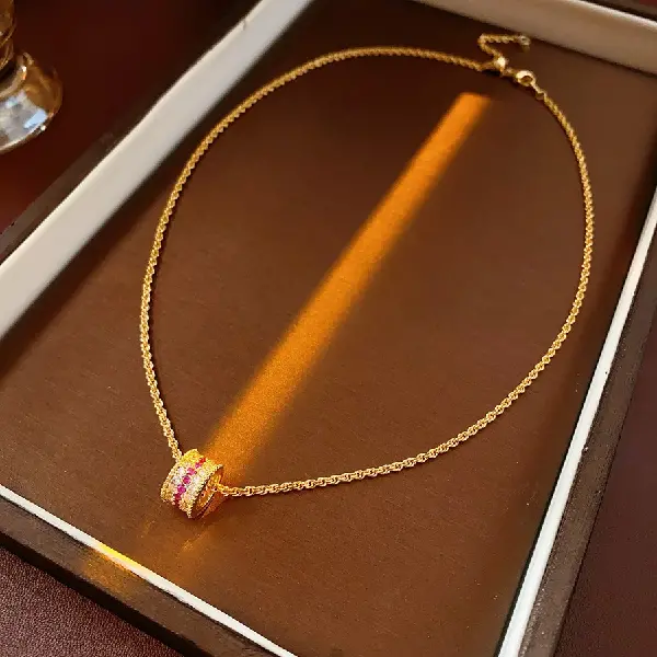 3-18k real gold electroplated zircon round small waist pendant necklace,tkmbeautysupply.com