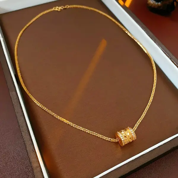 7-24k real gold electroplated small waist round pendant necklace,tkmbeautysupply.com
