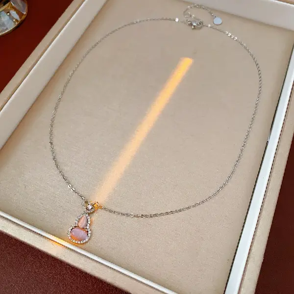 11-Zircon Opal Gourd Pendant Necklace,tkmbeautysupply.com