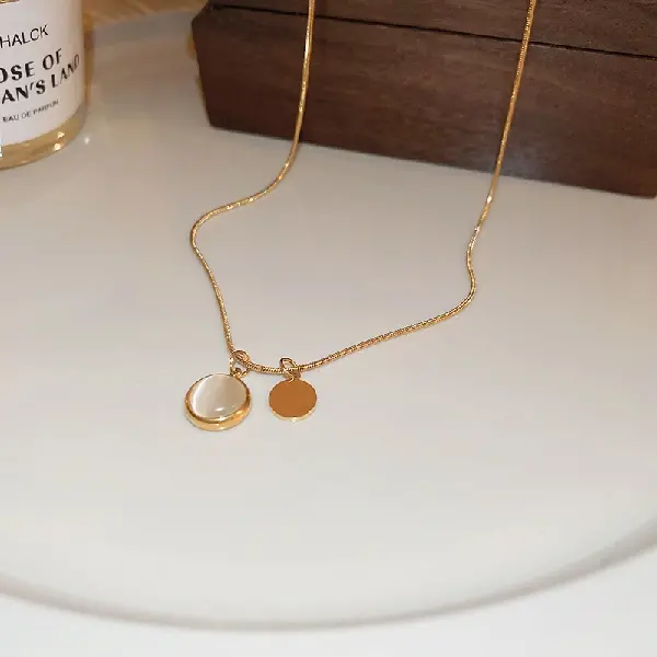 12-Titanium Steel Round Cat’s Eye Necklace,tkmbeautysupply.com