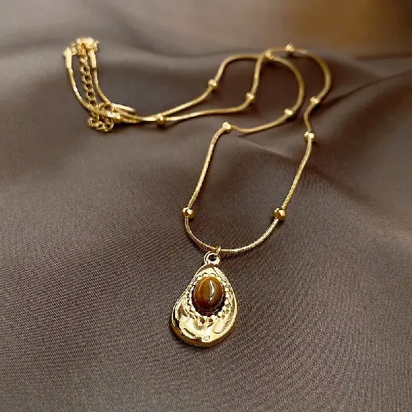 4# necklace-gold-brown tiger eye stone,tkmbeautysupply.com