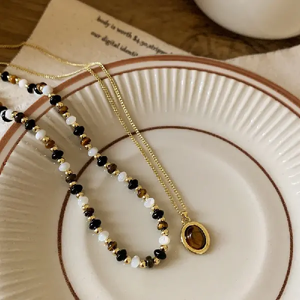 5# necklace-gold-coffee (set of two),tkmbeautysupply.com