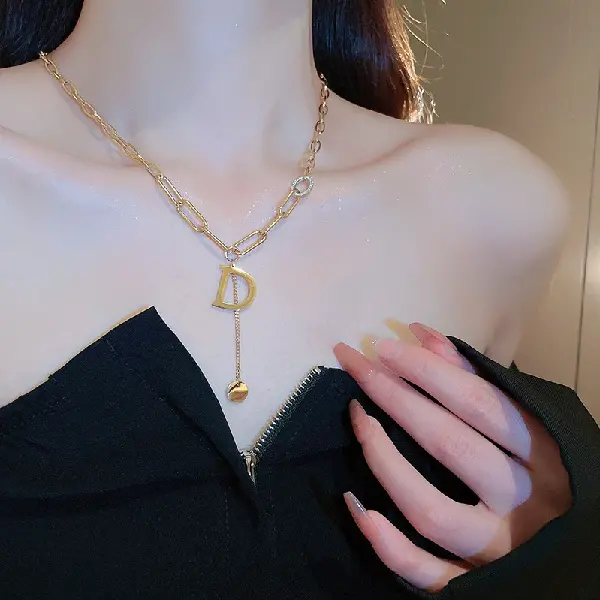 16# necklace-gold letters,tkmbeautysupply.com