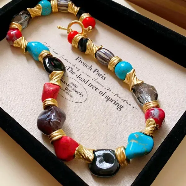 7# Necklace-Geometric Oblate Irregular Ceramic Artificial Stone Model OT,tkmbeautysupply.com