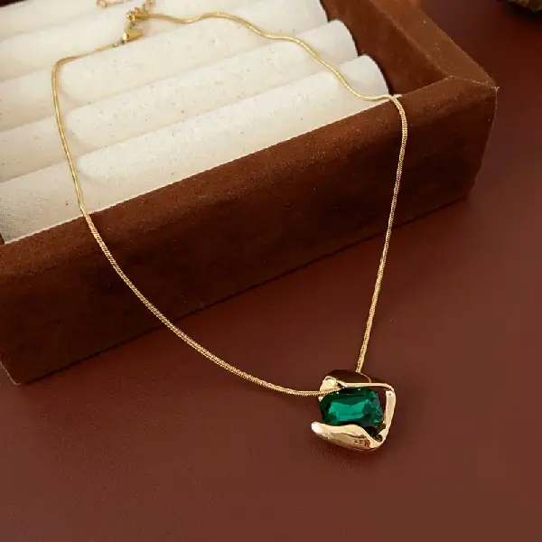 15# Necklace-Rhombus Geometric Glass Rectangle,tkmbeautysupply.com