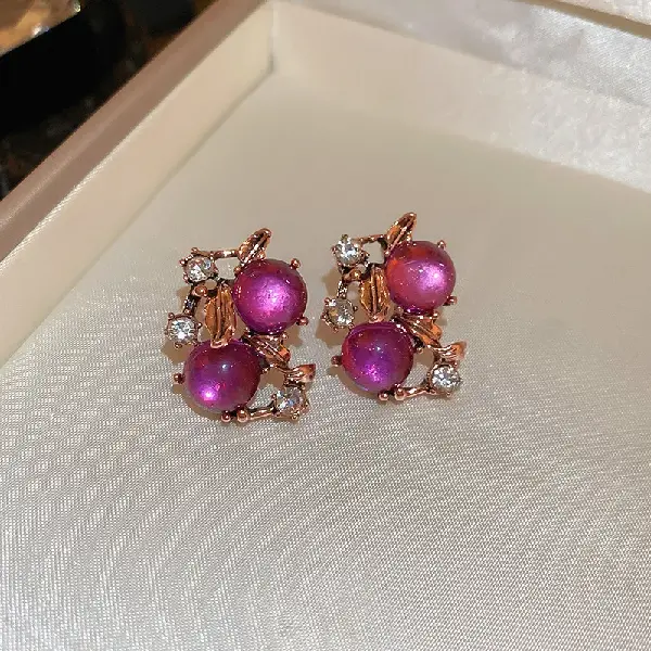 50# Silver Needle-Diamond Resin Leaf Flower Stud Earrings,tkmbeautysupply.com