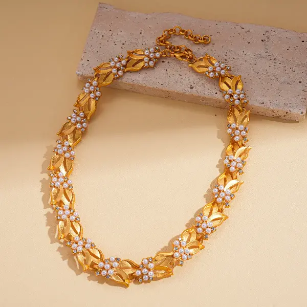 54# necklace-pearl zircon irregular geometric splicing,tkmbeautysupply.com