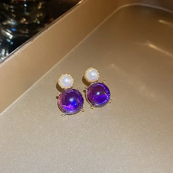 61# Silver Needle-Pearl Round Resin Stud Earrings (6mm),tkmbeautysupply.com