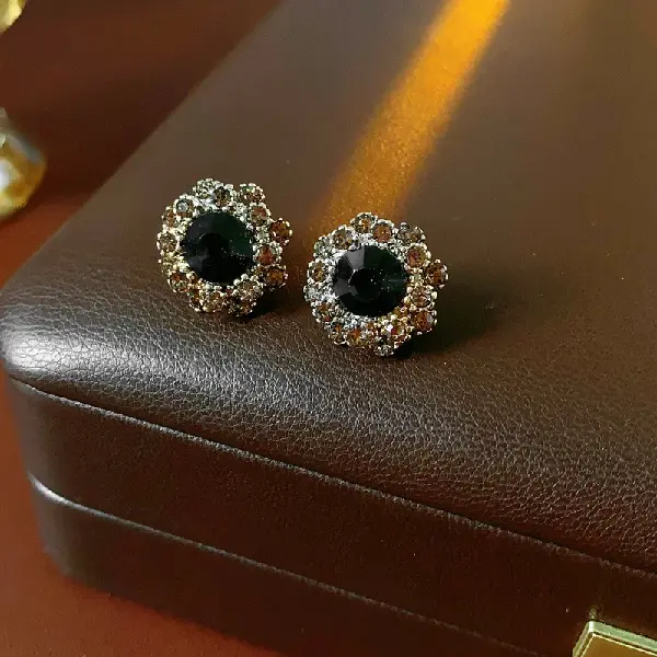 69# Silver Needle-Multilayer Flower Diamond Stud Earrings,tkmbeautysupply.com