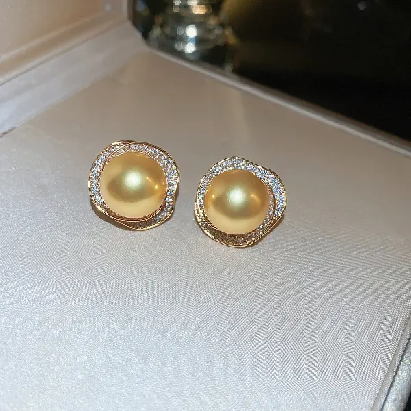 71# Silver Needle-Zircon Flower Pearl Stud Earrings,tkmbeautysupply.com